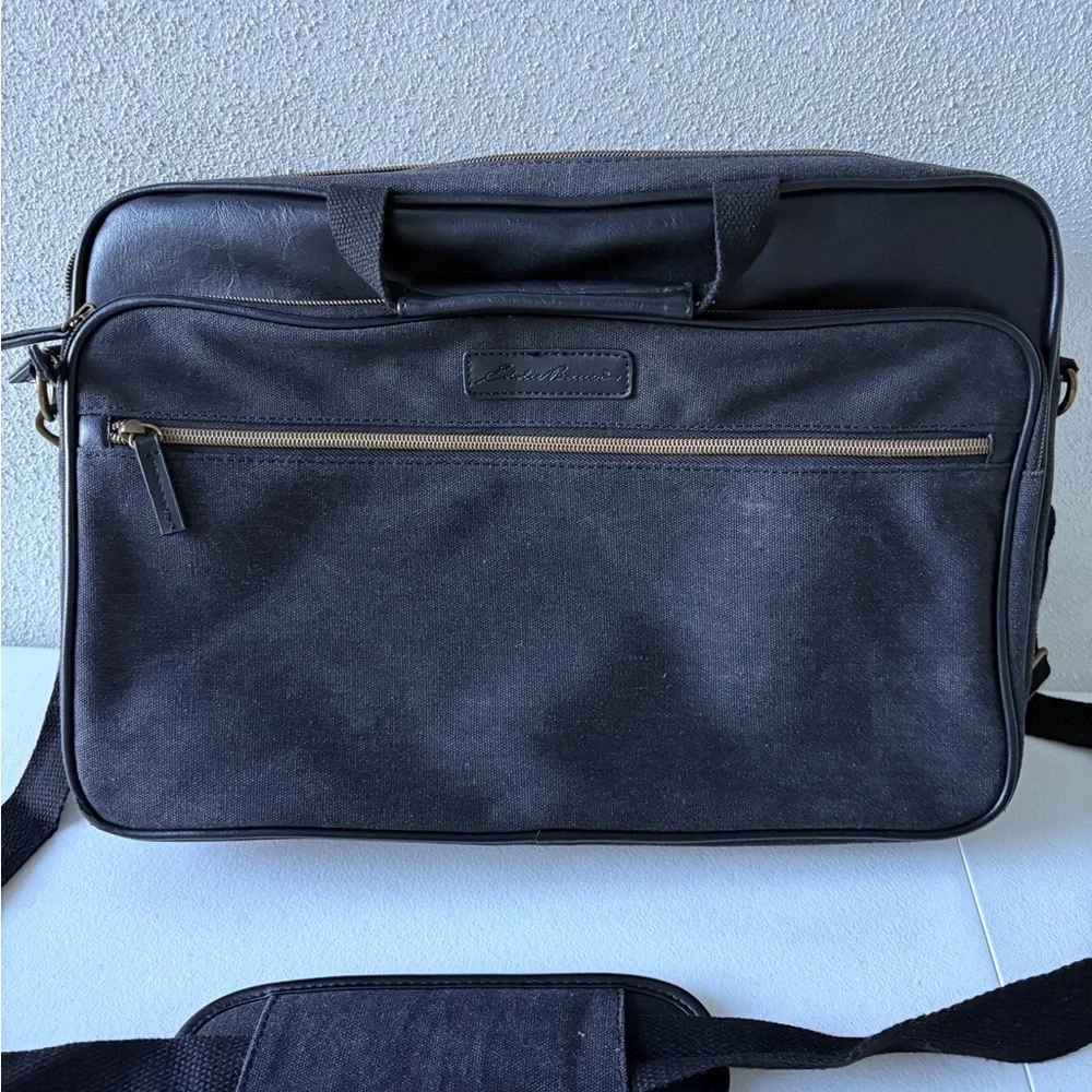 Eddie Bauer‎ Charcoal Black Messenger Bag Handle Shoulder Strap Office School
